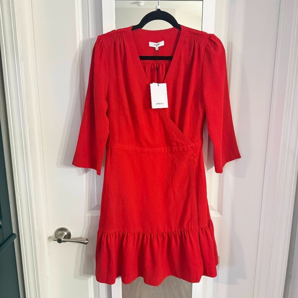 Suncoo Paris Robe Camilou Red Wrap Dress Size M T2 NWT
